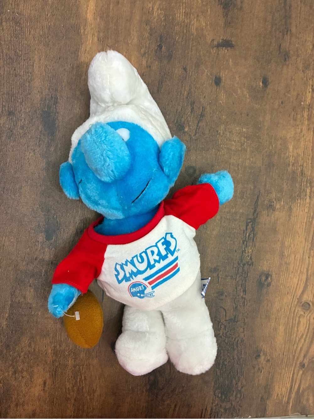 Vintage 80’s Football Smurf Plush Doll
